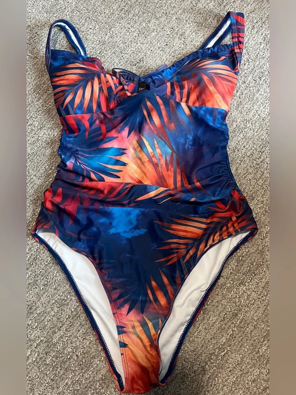 Tummy Control One Piece Swimsuit Cutout V-Neck Slimming Tie Knot M 1398/bb7-1
